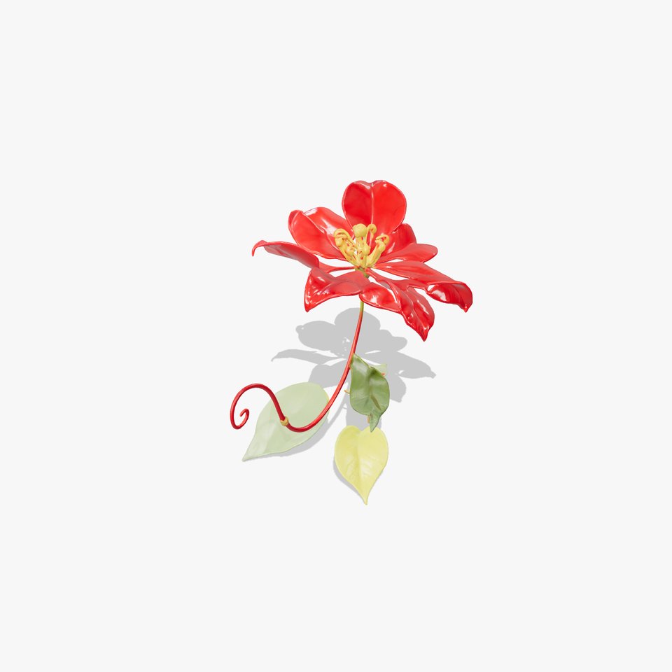 Vibrant Red Clematis Flower Sculpture model pack